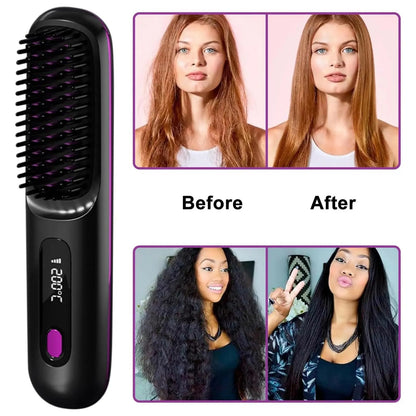 ChoreGlee™ Portable Straightener Brush for Short Hair