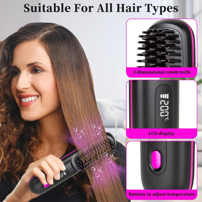 ChoreGlee™ Portable Straightener Brush for Short Hair