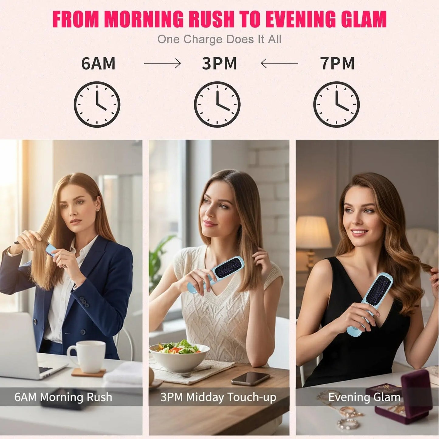 ChoreGlee™ Portable Straightener Brush for Short Hair