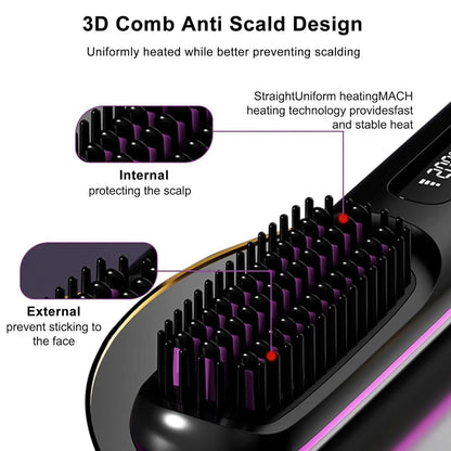 ChoreGlee™ Portable Straightener Brush for Short Hair