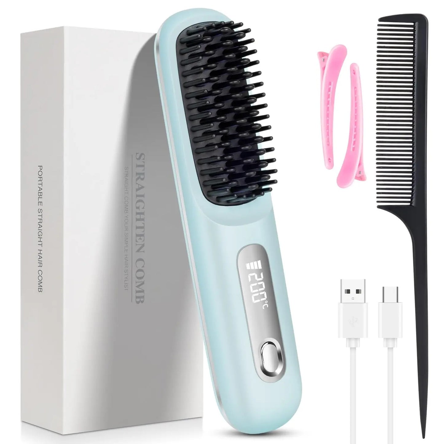 ChoreGlee™ Portable Straightener Brush for Short Hair